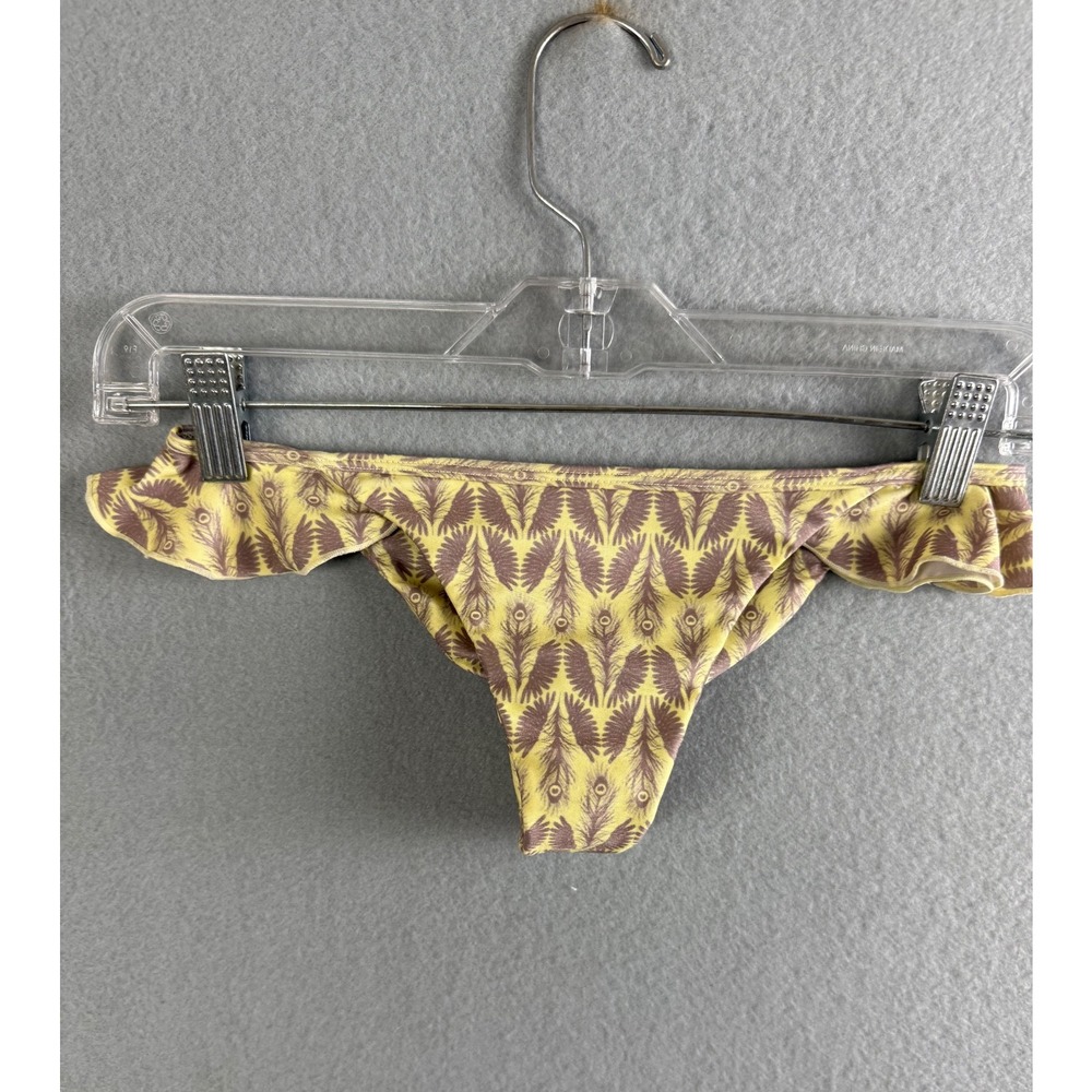 Tori Praver Bikinis‎ Bottoms Women's Small Swimwear Ruffle Trim Peacock Print